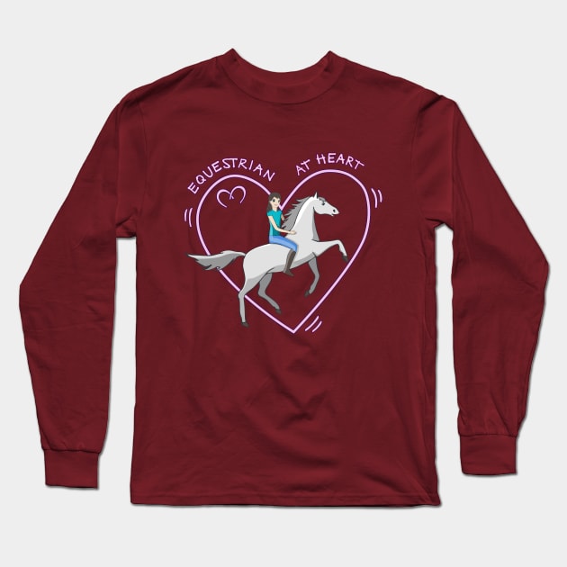 Cute Equestrian at Heart Girl and Horse Love Anime Long Sleeve T-Shirt by French Salsa